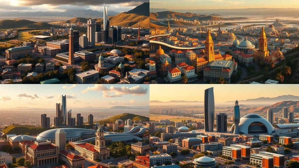 Futuristic Cityscape Blends Colonial Charm and Modern Archit...