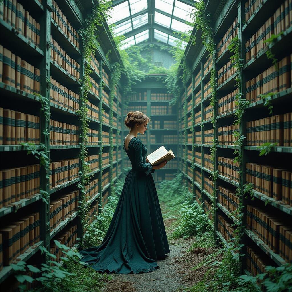 Overgrown Archive: Botanical Decay in Beksiński Style