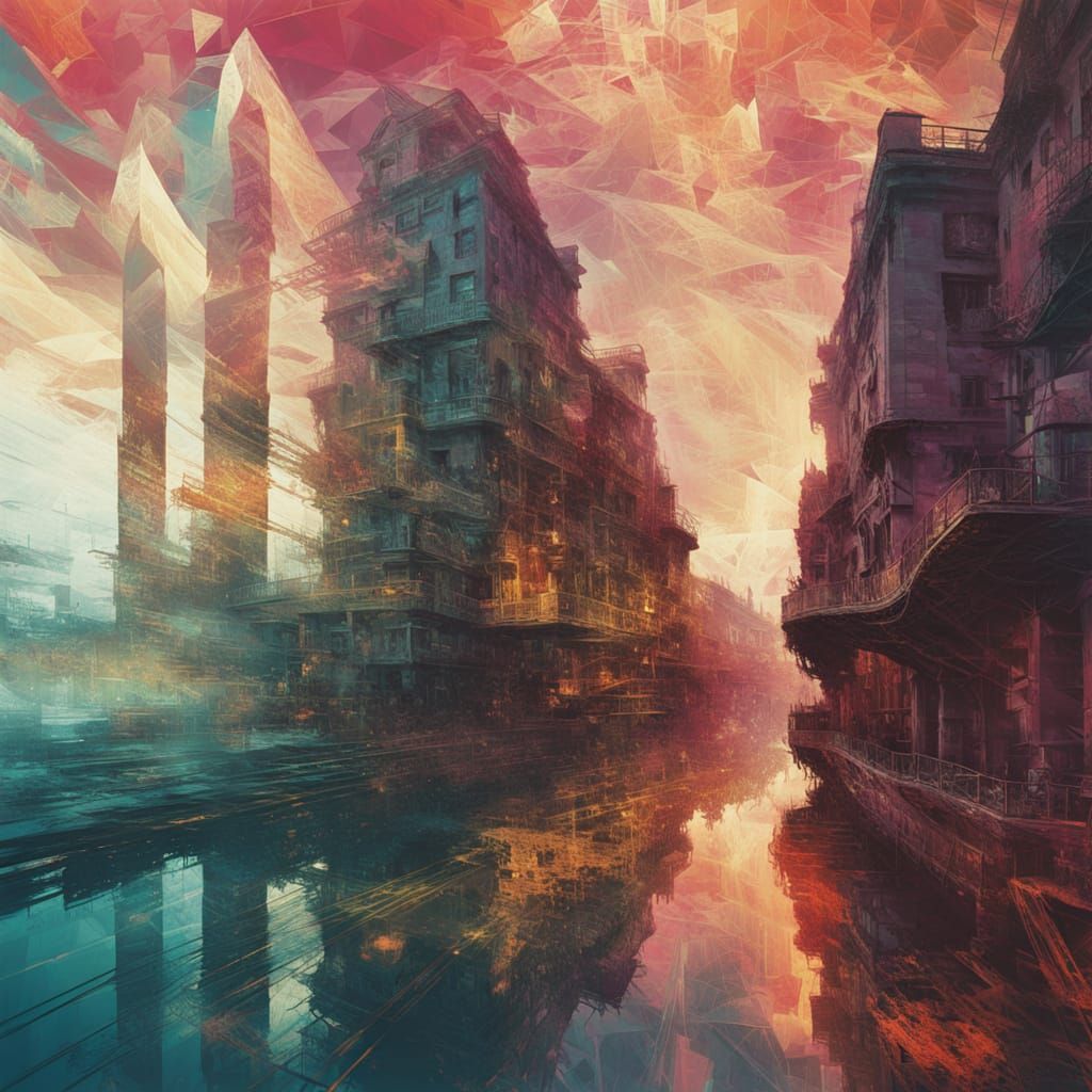 Gothic Glitter Pixelscape in Glitchcore Style