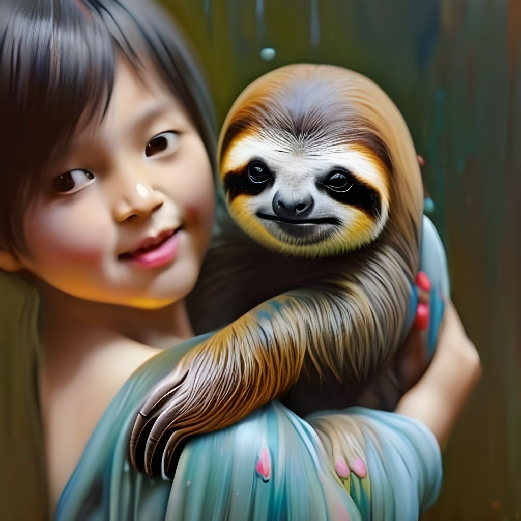 Intricate Green Gouache Illustration in Vibrant Triadic Colo...