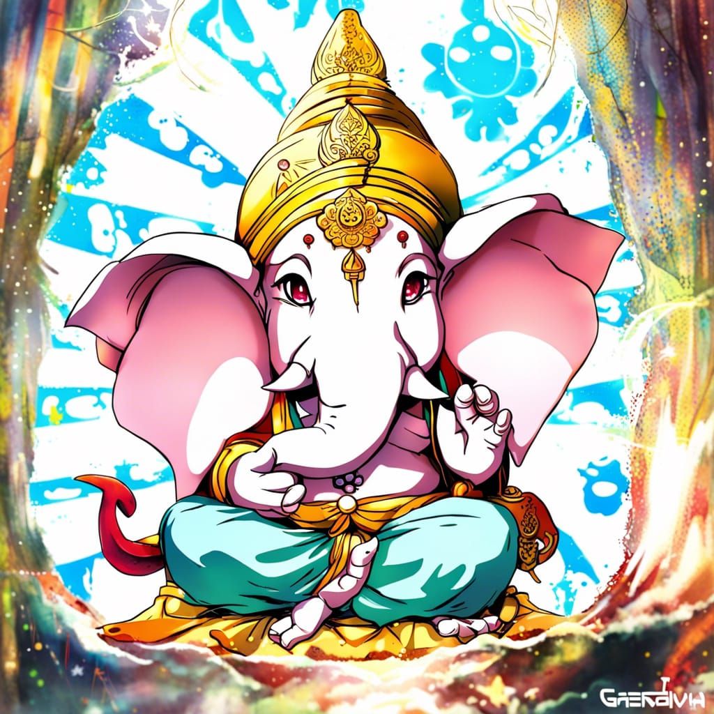 Ganesh in Anime Key Visual Style