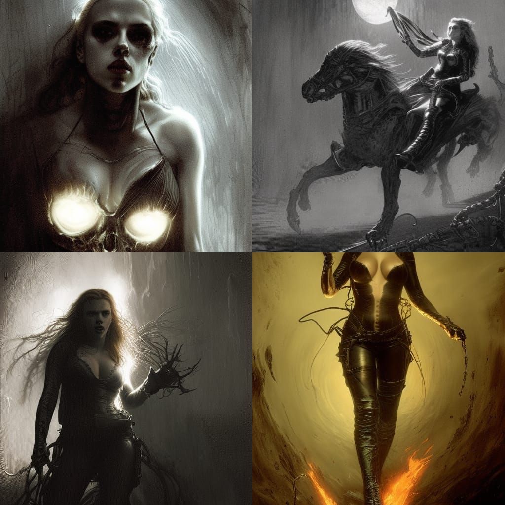 Scarlett Johansson as Ghost Rider in Horror Style