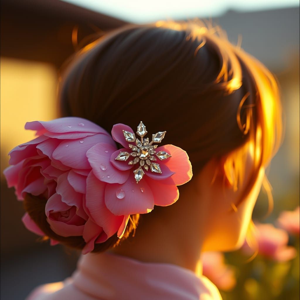 Bejeweled Peony Hairpin in Golden Sunlight
