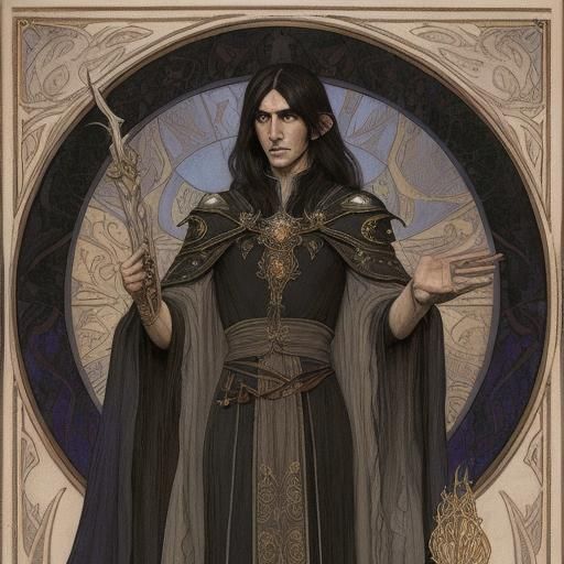 High Elf Sorcerer in Art Nouveau Style