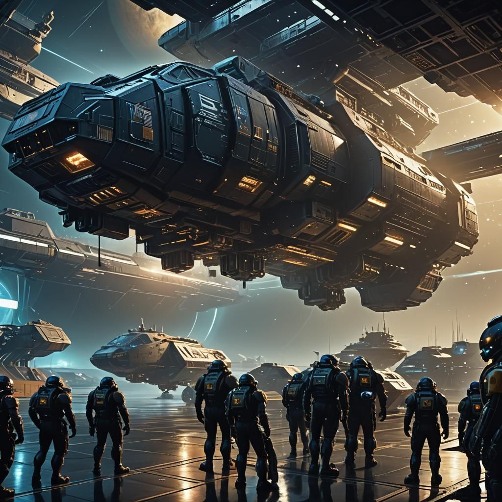 Space Marine Ship Docks in Earth Orbit