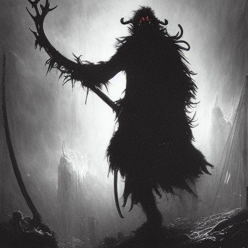 Fearsome Krampus in Gothic Horror Style