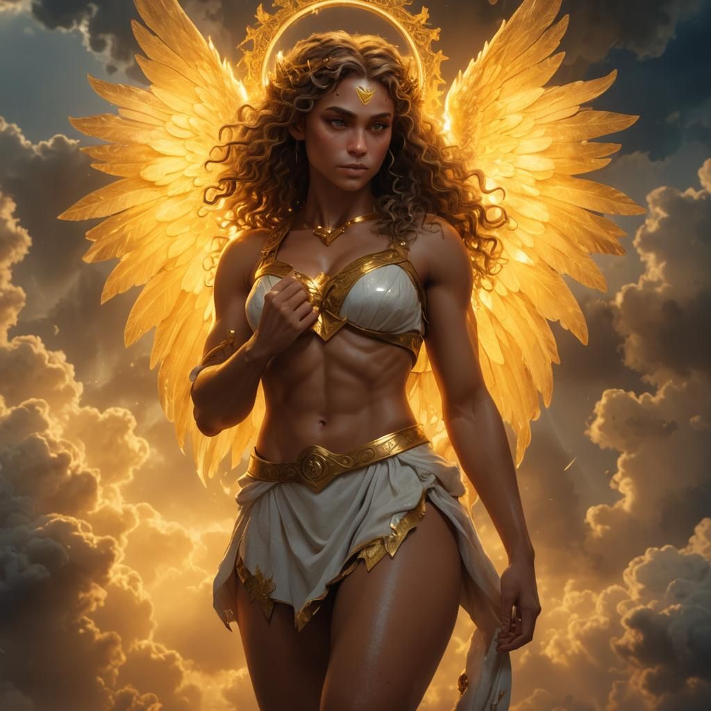 Angelic Elf Radiating Golden Light: Fantasy Concept Art