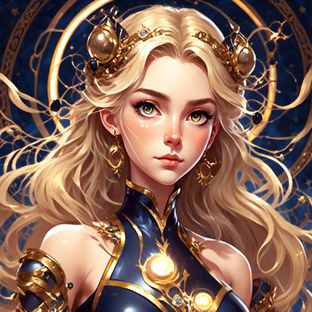 Blonde Girl Portrait in Hyperdetailed Digital Art Style