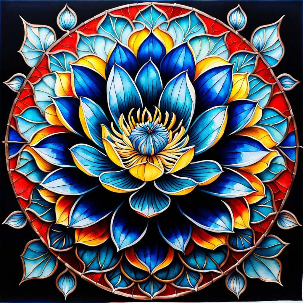Blue Lotus: Sri Lankan Kandyan Watercolor Design