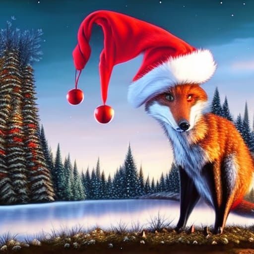 Festive Fox Portrait as Digital Concept Art