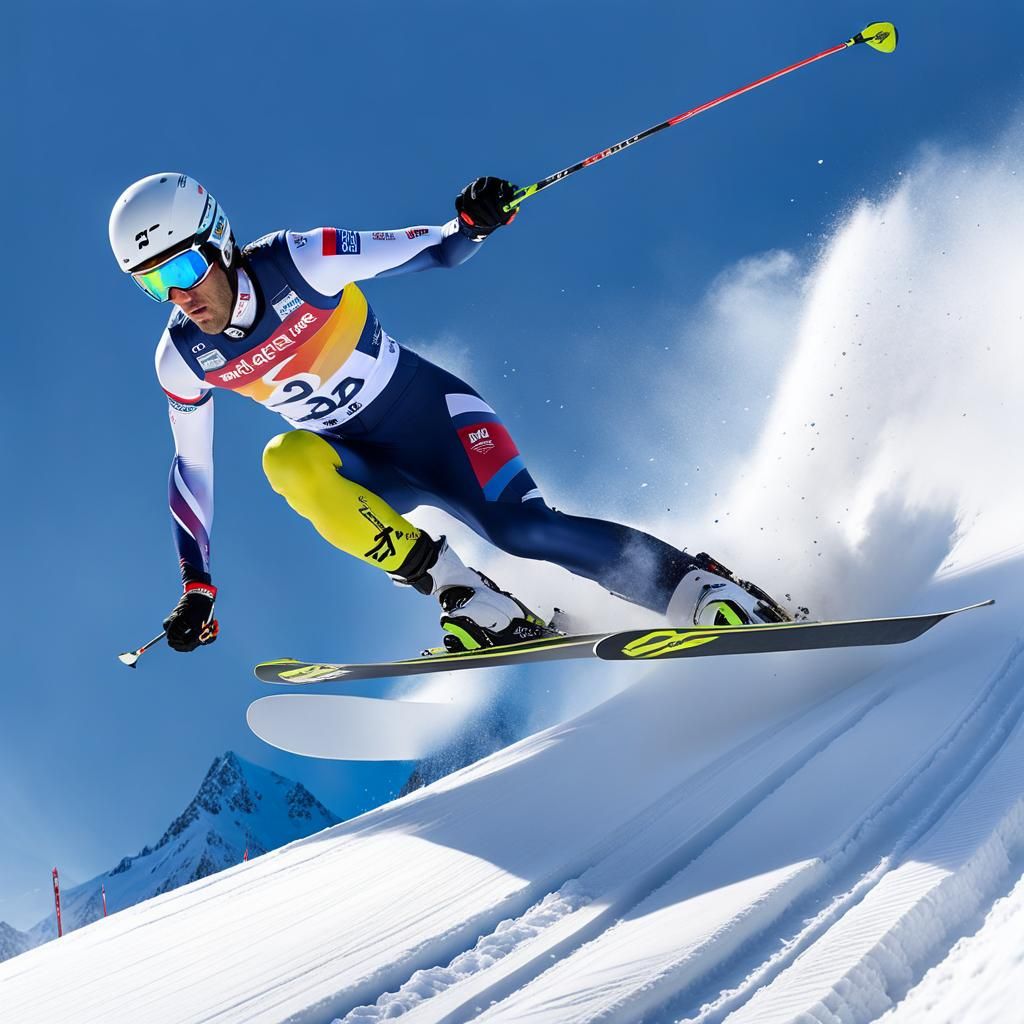 Ski Jumping Contestant at FIS Championships, Impressionistic...