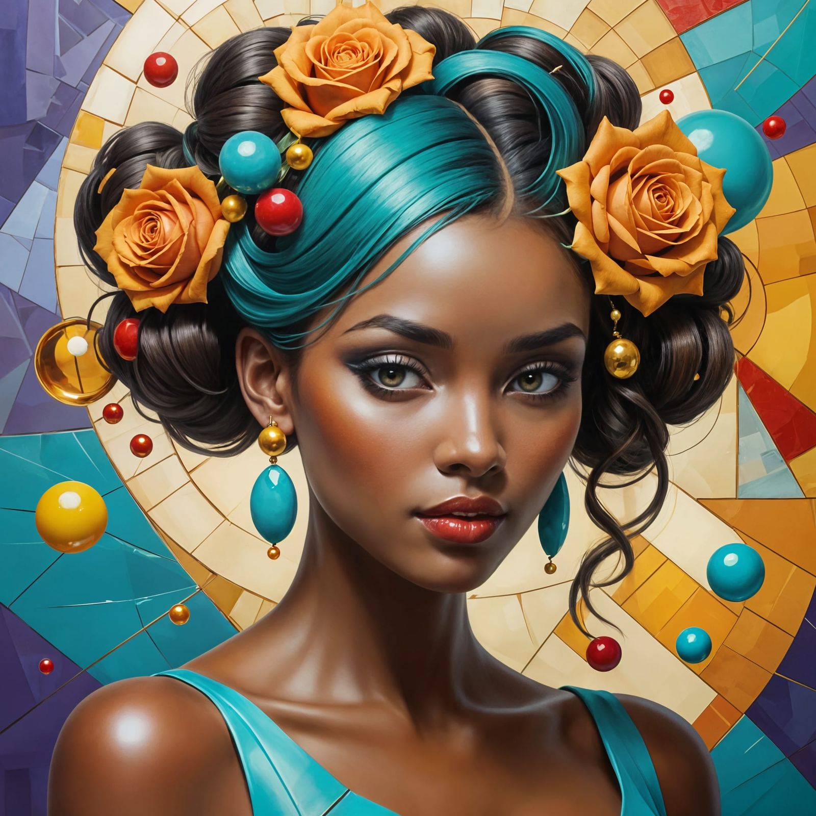 Early Cubist Woman in Whimsical Dreamland