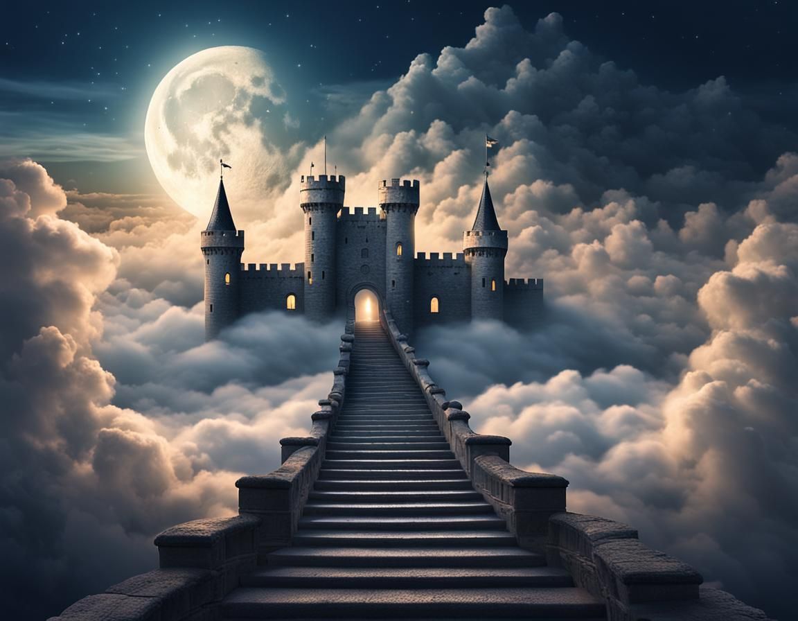 Ethereal Cloud Staircase to Sky Castle Entrance