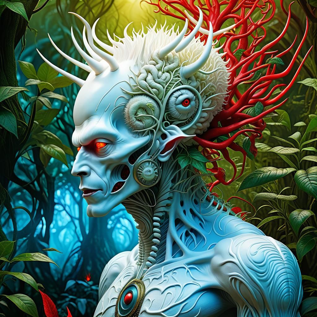 Albino Devil Emerges: Psychedelic Fantasy Art