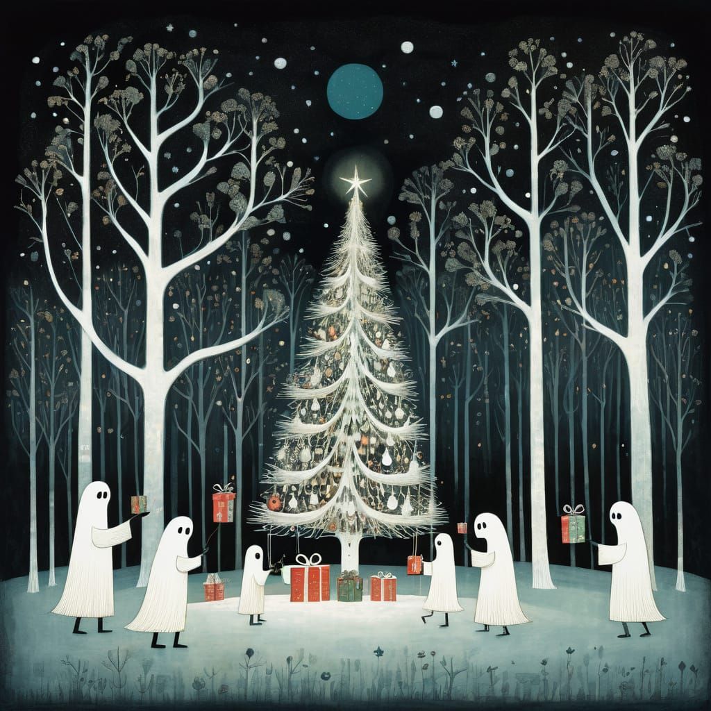 Ghosts Exchanging Gifts This Christmas Season