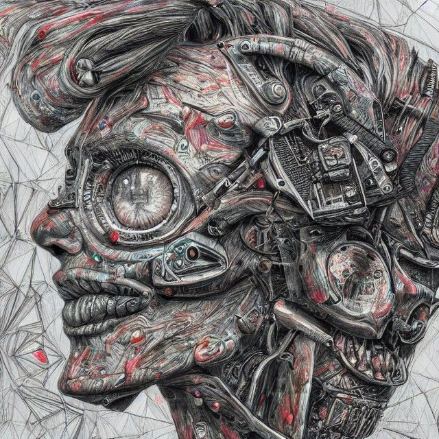 ADHD Conceptual Art in Surreal Vorticist Style