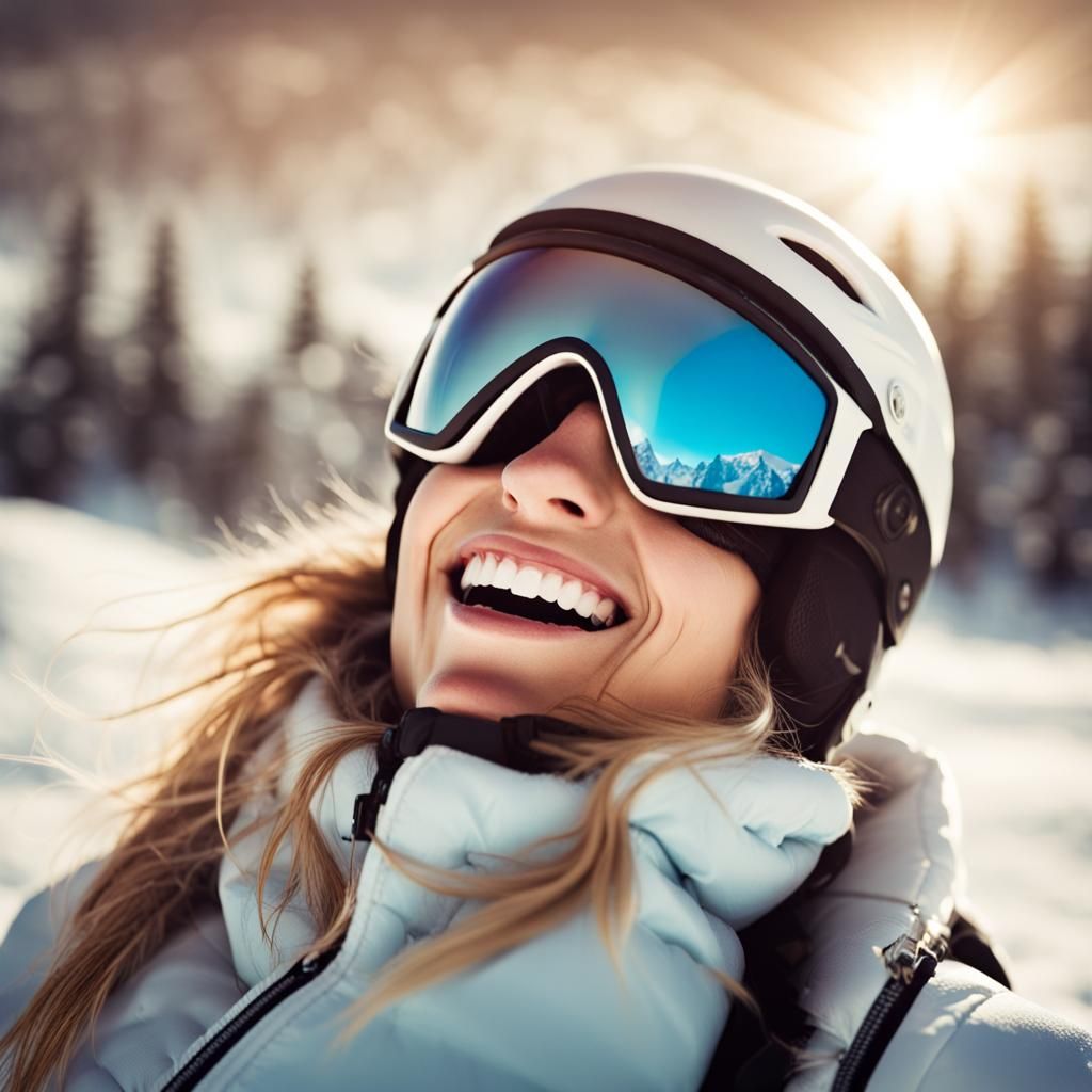 Skier Laughing in Heavenly Sunshine