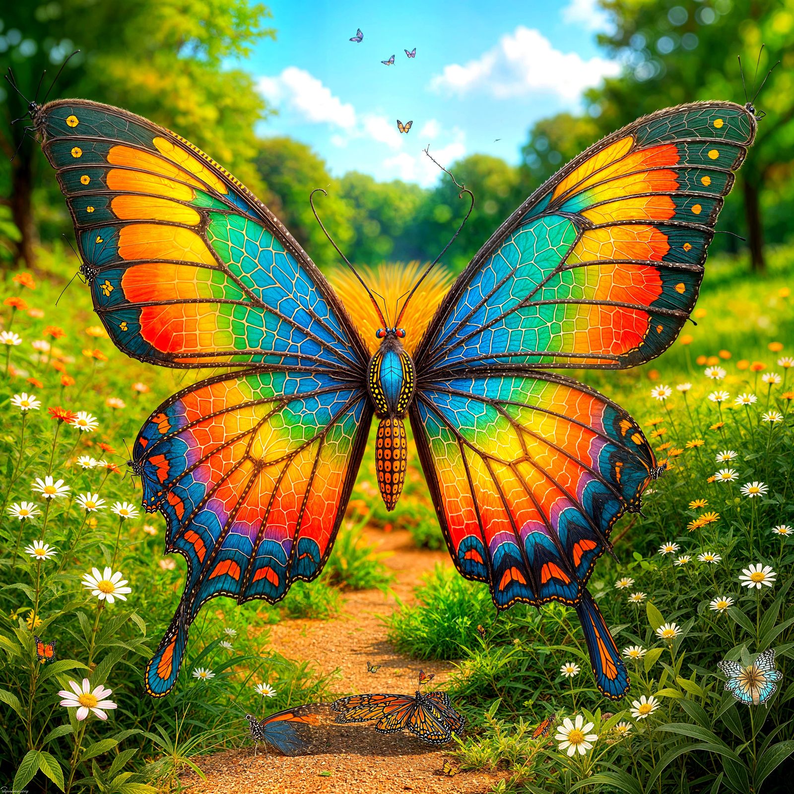 Elaborate Butterfly with a Kaleidoscope of Colors