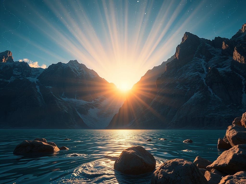 Breathtaking Hyper Realistic 3D Mountain Scene with Radiant...