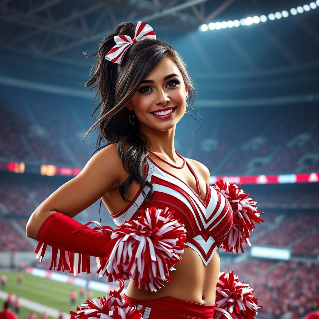 Sultry Cheerleader Shines in Superbowl Stadium