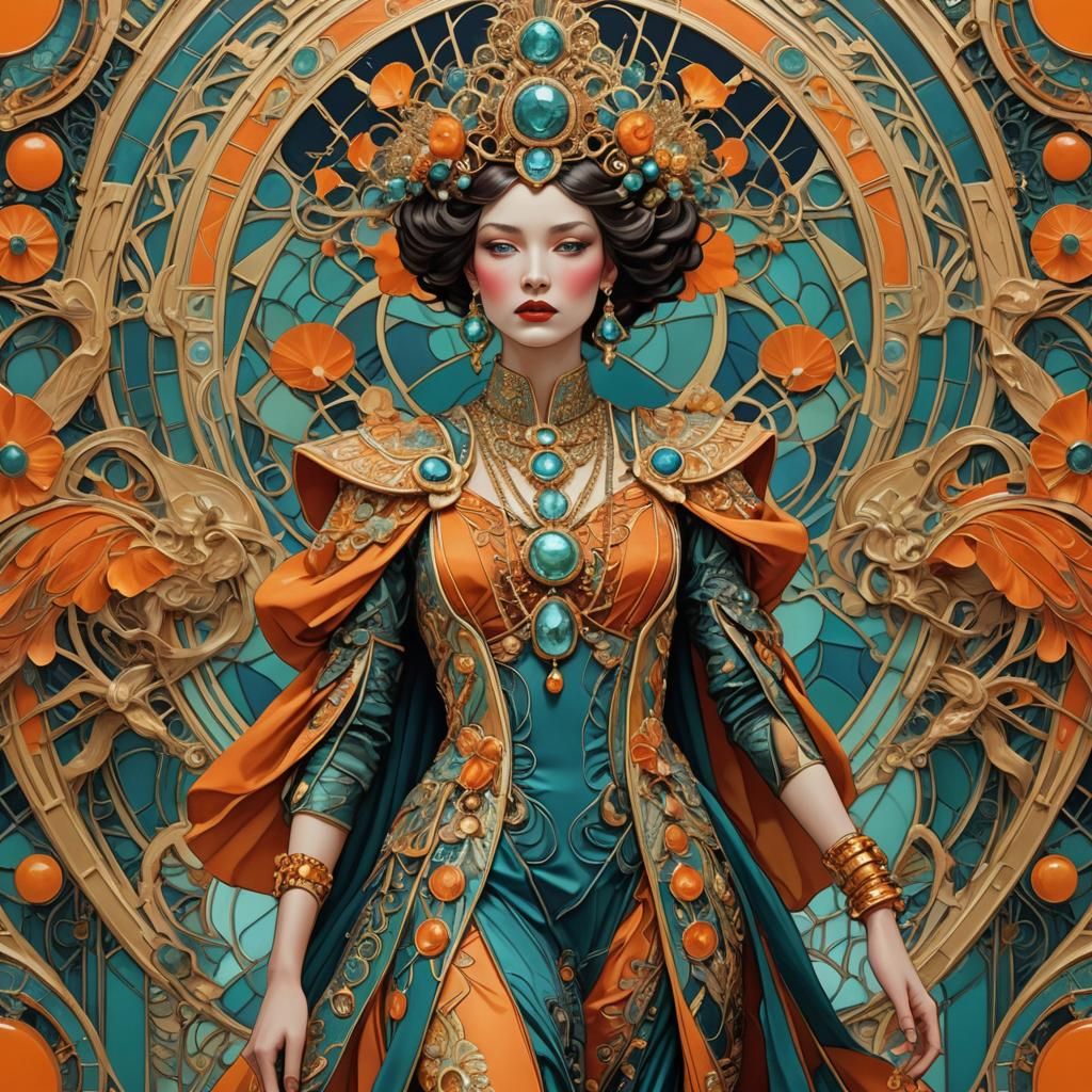 Art Nouveau Empress in Golden Light