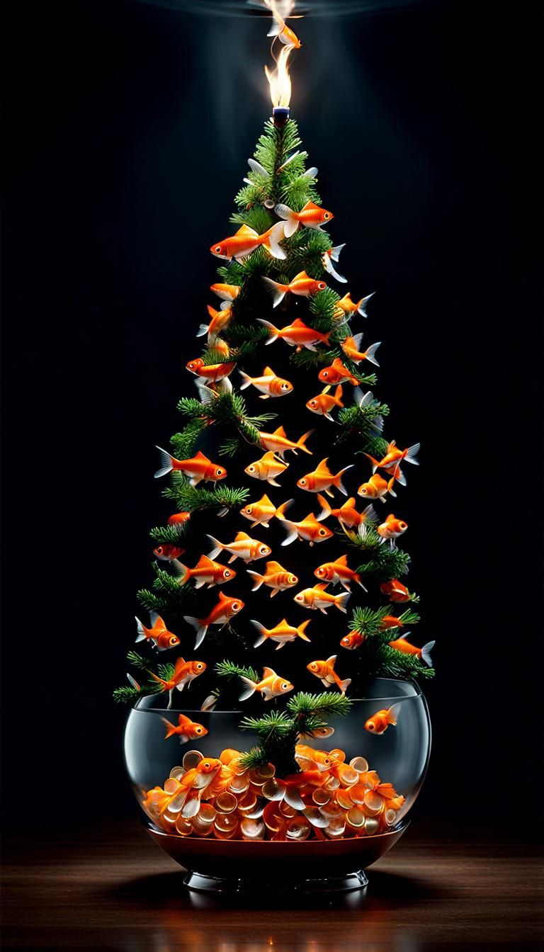 Goldfish Bowl Christmas Tree by Candlelight