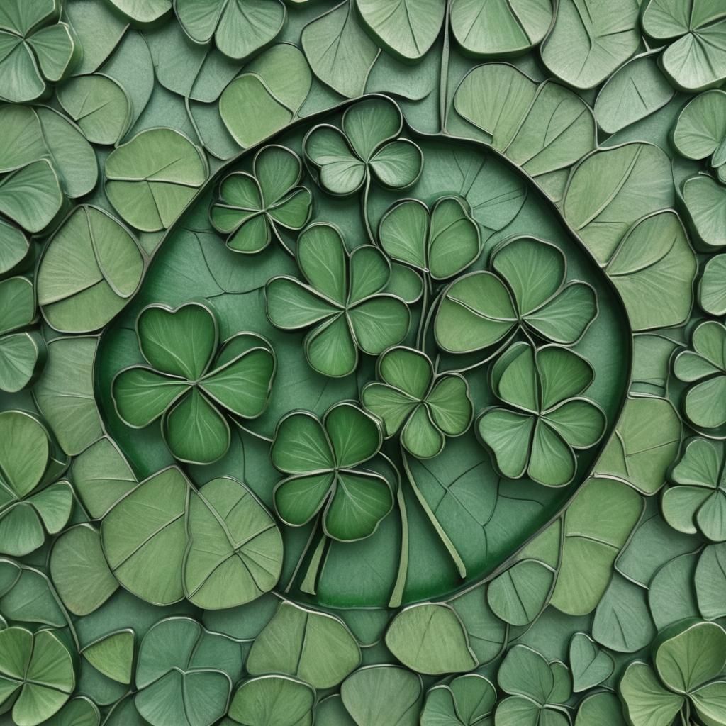 Green Leaded Glass Shamrock Paperweight: Matte Painting