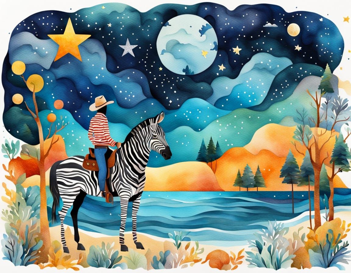 Surreal Zebra Landscape Merging Beach Holiday