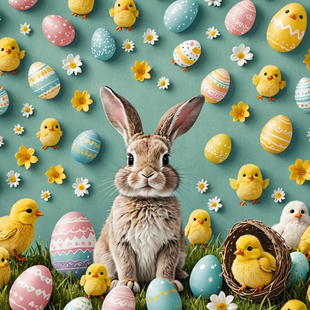 Adorable Easter Bunny and Chick