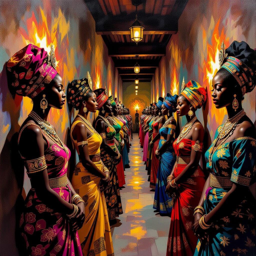 Fire-Lit Murals of Regal African Queens