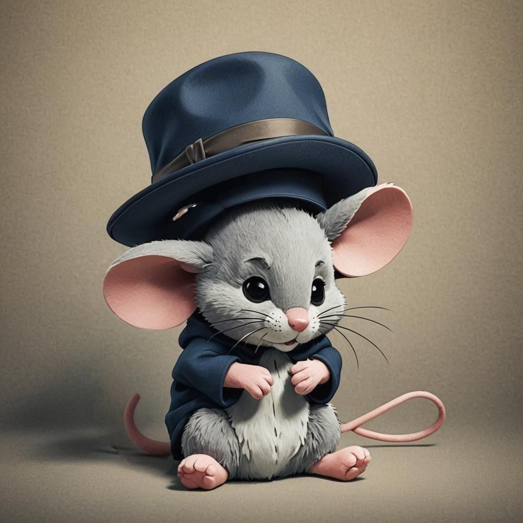 Shy Stuffed Mouse Toy in Anime Style