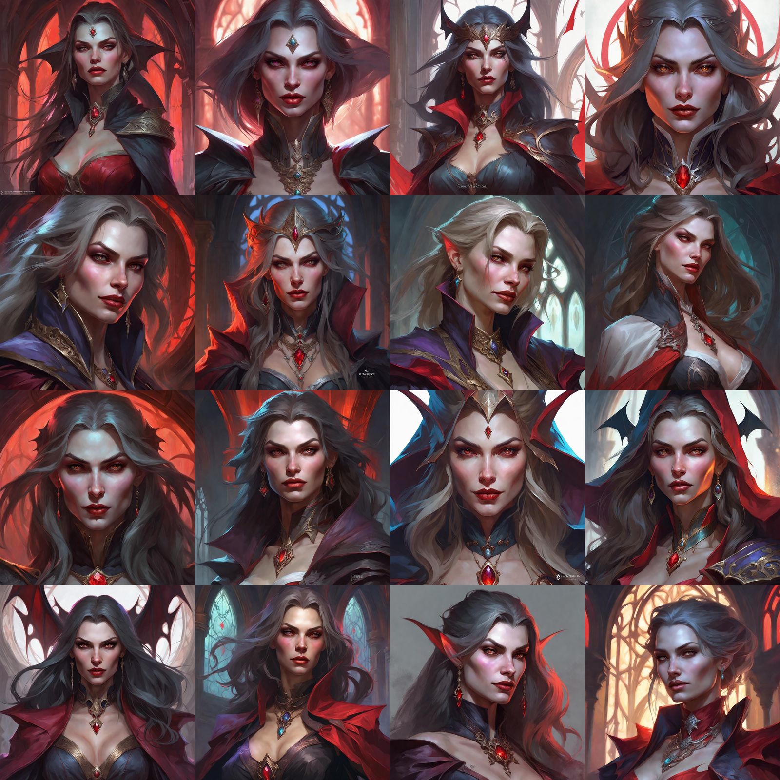 Vampire Portrait in Art Nouveau Style