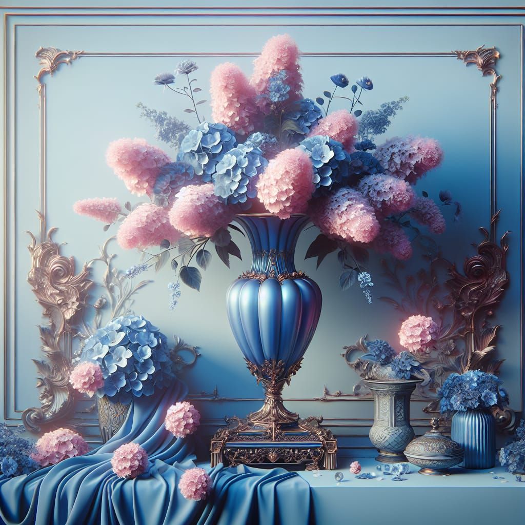 Royal Victorian Vase with Pink Hydrangeas