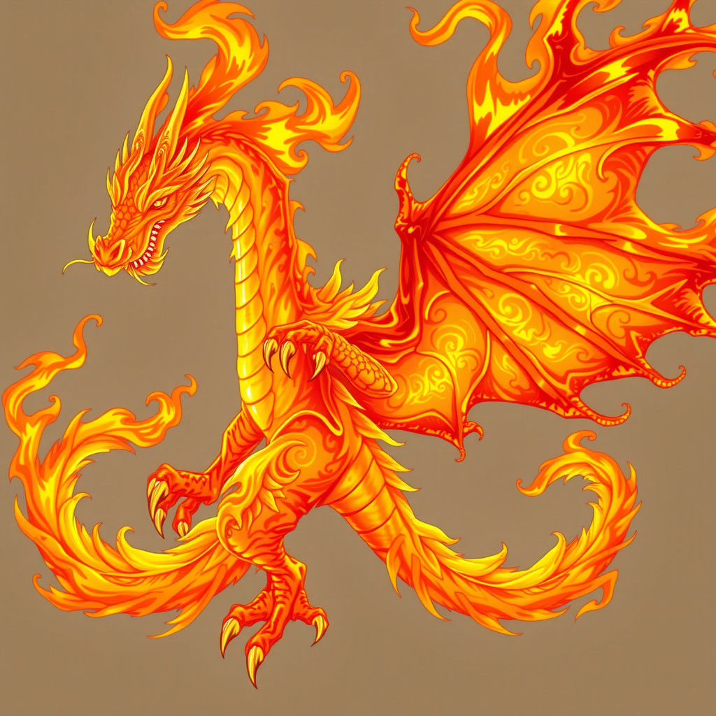 Fiery Dragon in Surrealist Dreamscape