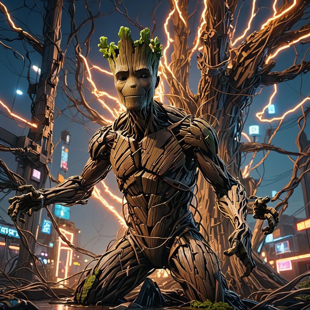 Groot in Sci-Fi Landscape: Ash Thorp Style