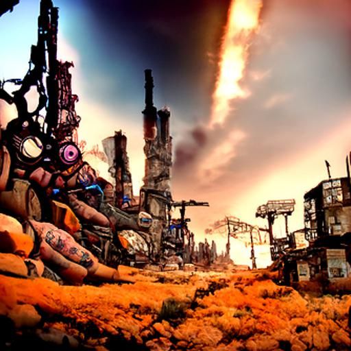 Biopunk Post-Apocalyptic Infinity Fire Landscape