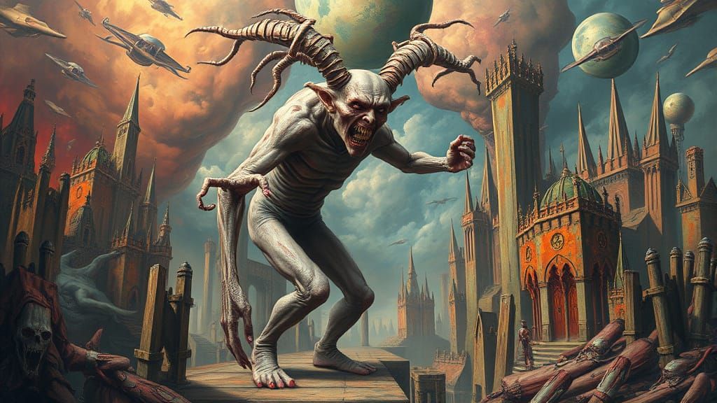 Surrealist Vision of Unchecked Anger in a Twisted, Nightmari...