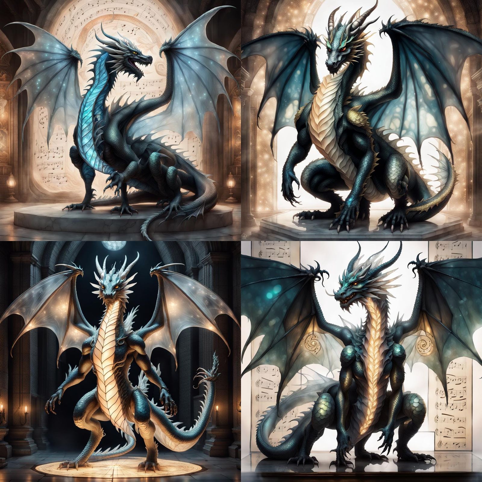 Anthropomorphic Dragon with Glass Wings in Cel-Shaded Style