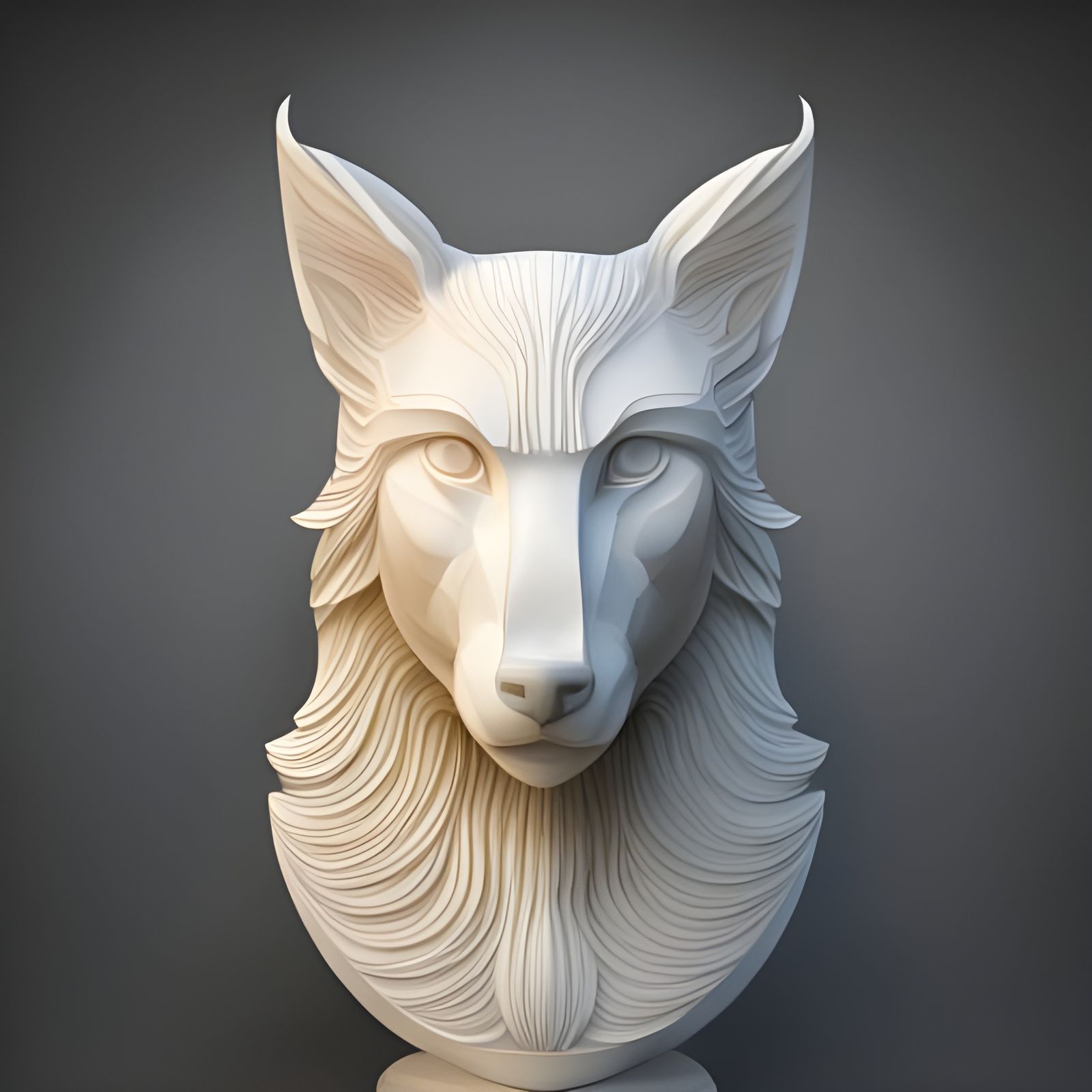 Iridescent Marble Fox Carving in Porcelain Style