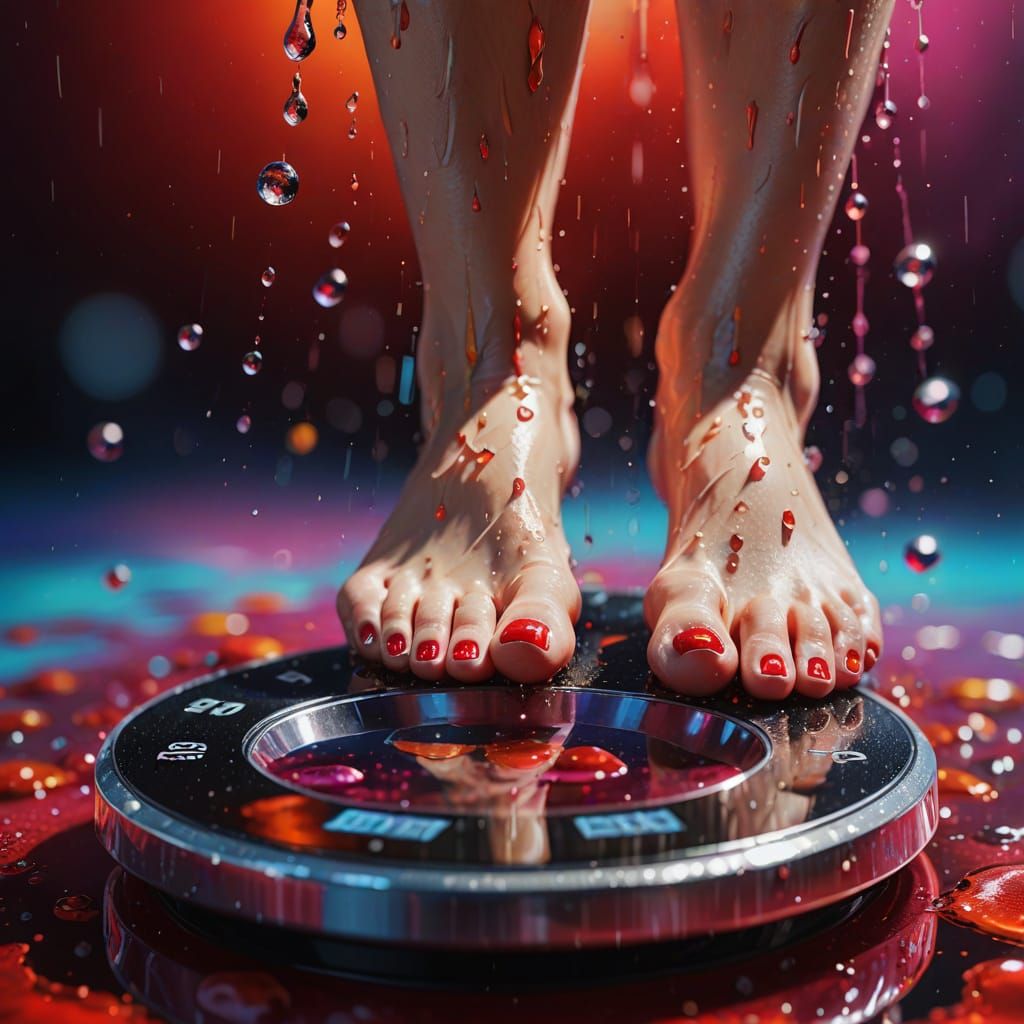 Woman's Feet on Digital Scale in Hyperrealism