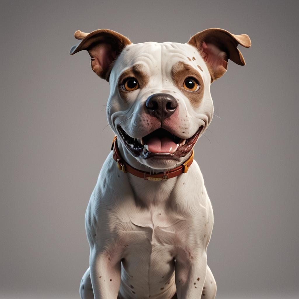 Funny Pitbull Dog Making Grumpy Faces in 3D Pixar Style