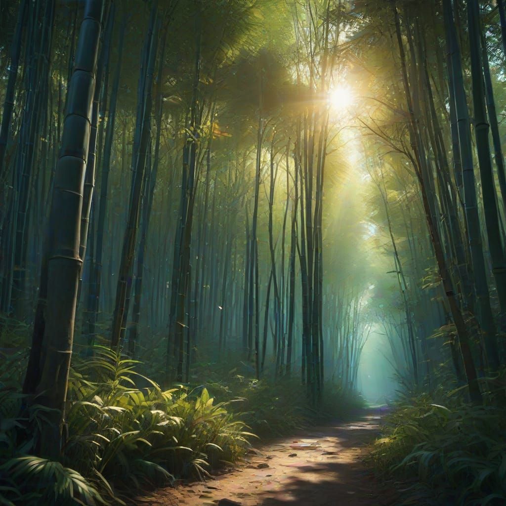 Sunlit Bamboo Forest Concept Art