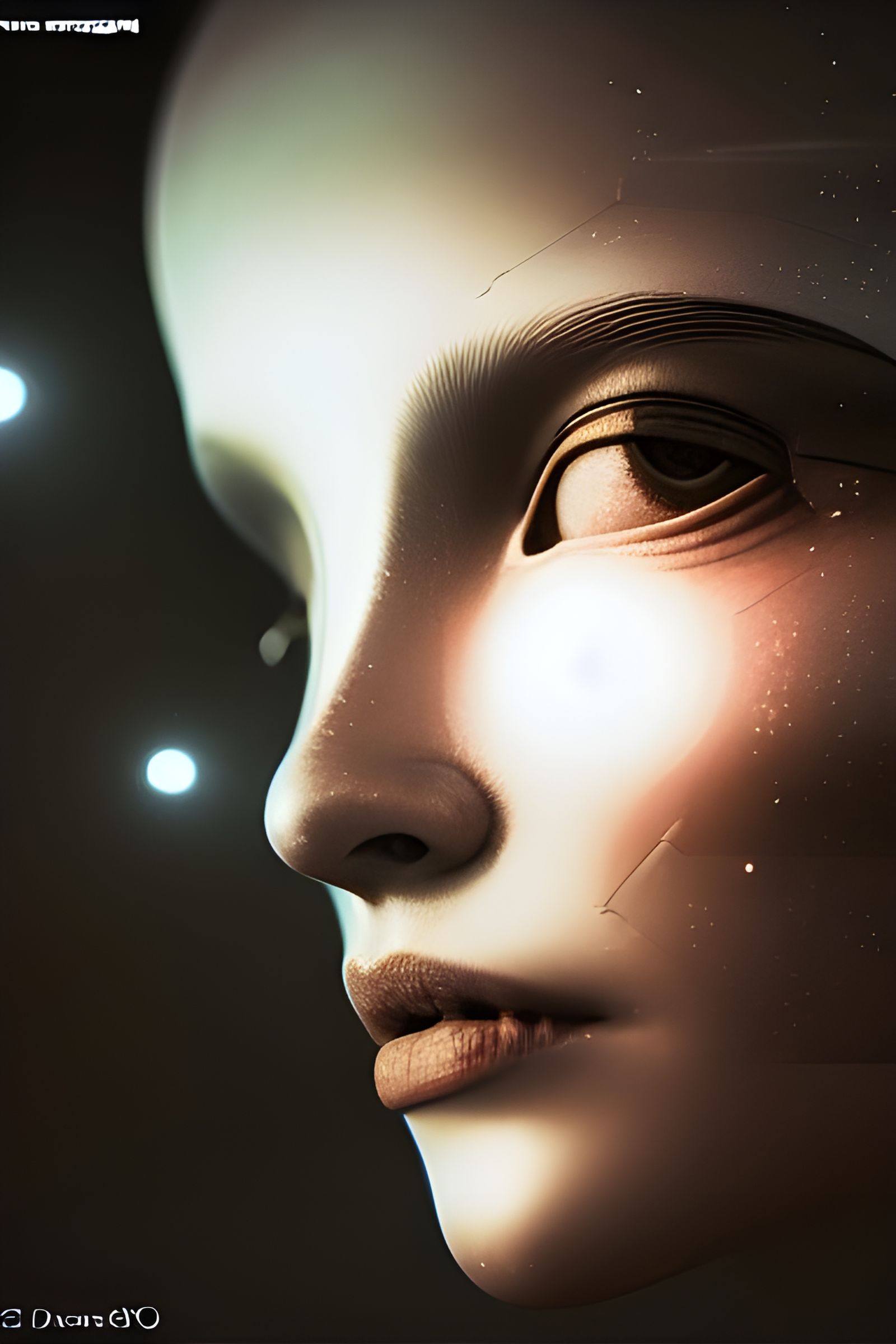 Cyberpunk Figure with Fractal Wiring and Light Blue Spotligh...