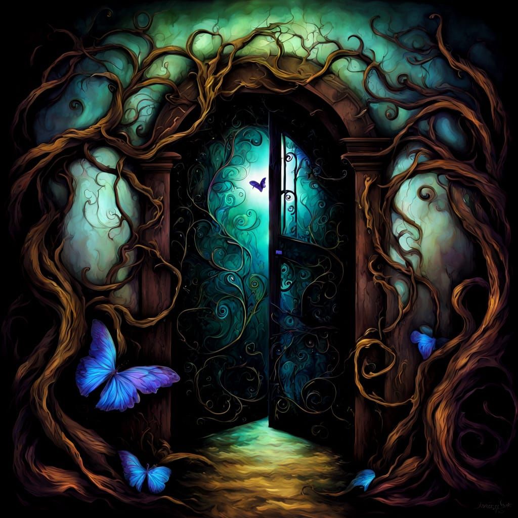 Surreal Vine Portal in Dark Fantasy