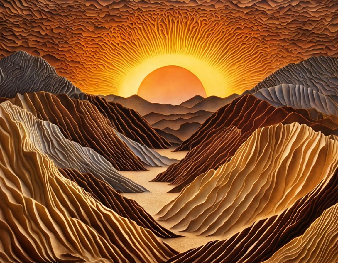 Golden Hour Desert Sunset Shadowbox Diorama