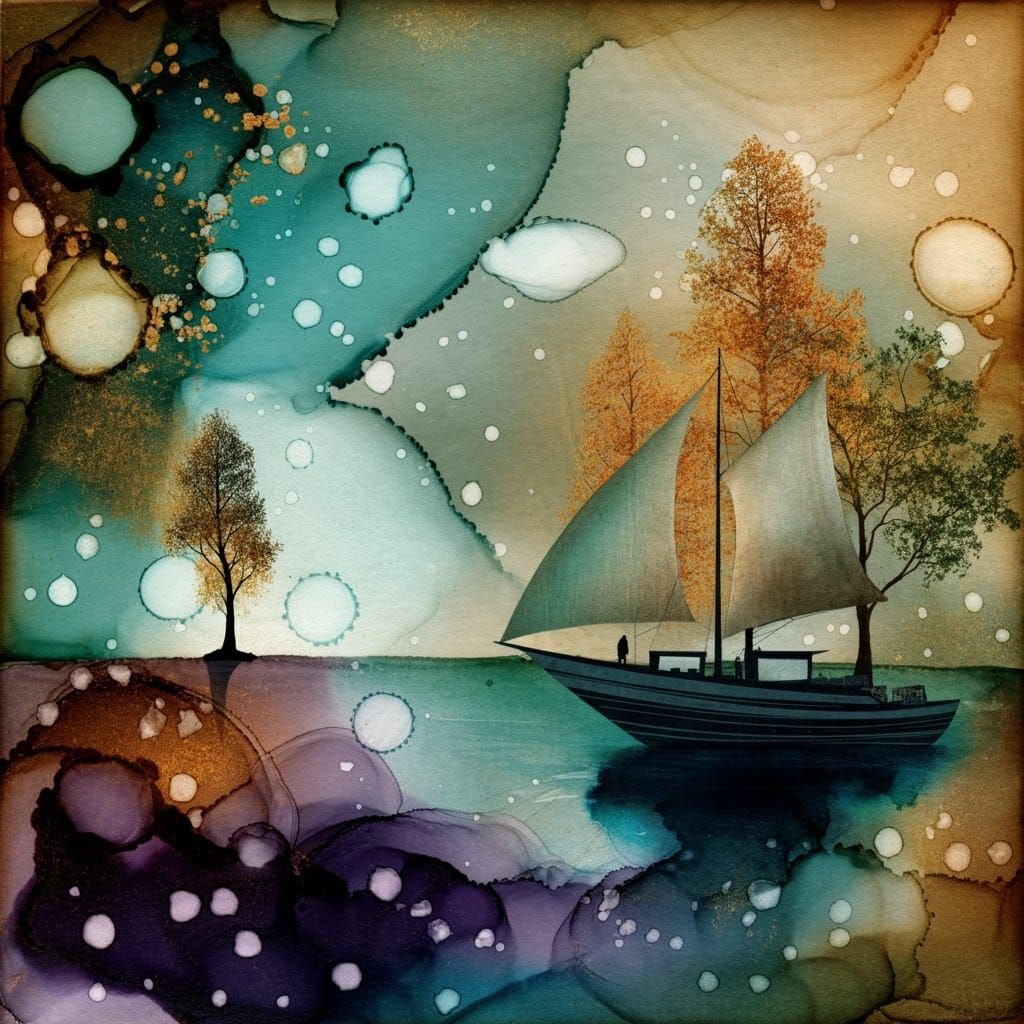 Surreal Mixed Media Creation on Aged Paper