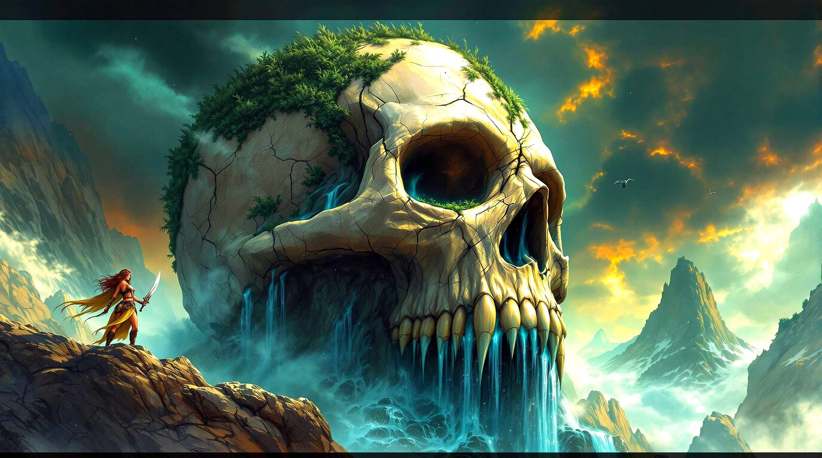 Majestic Barbarian Queen on Skull Mountain