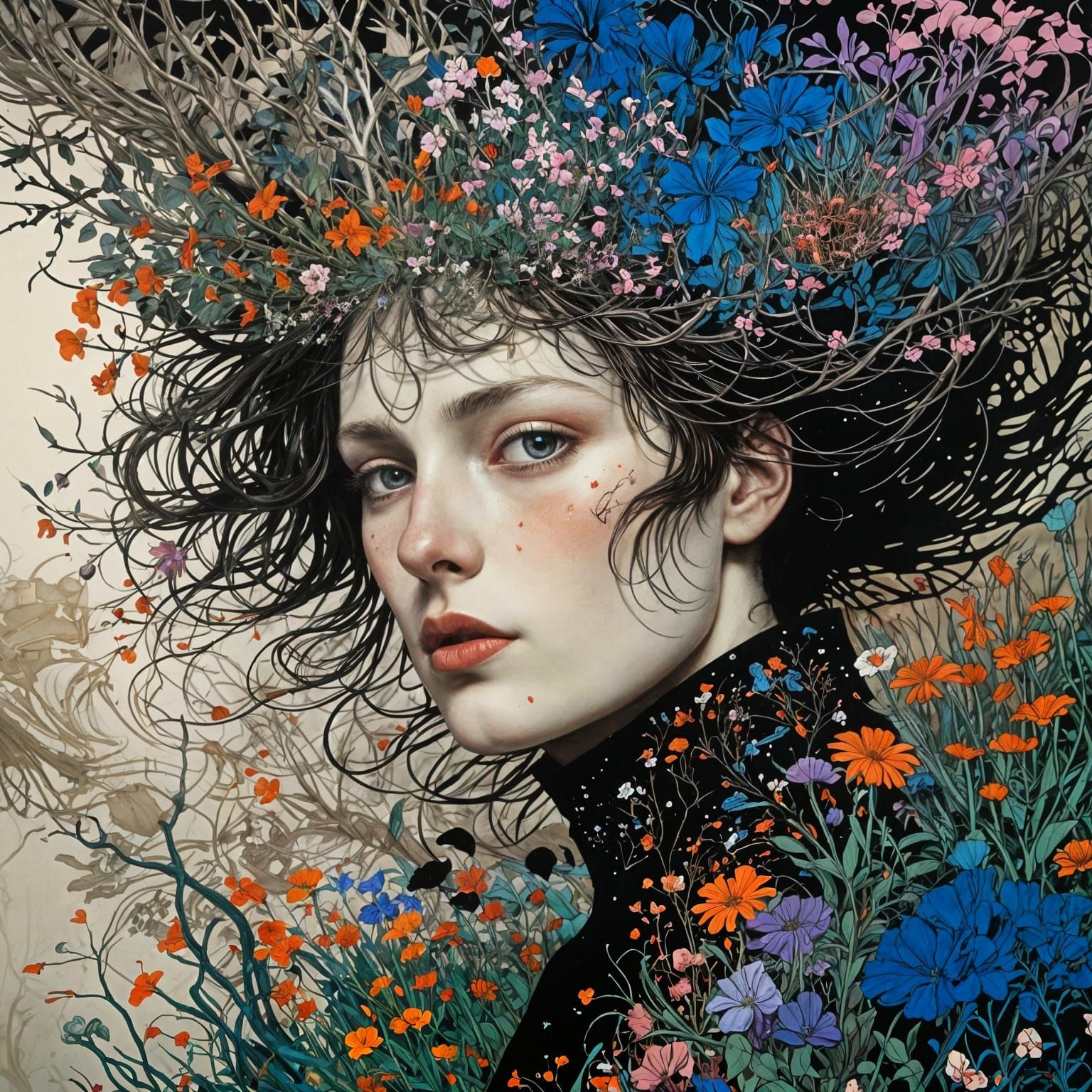 Psychedelic Jungle Explosion in Illustrative Style