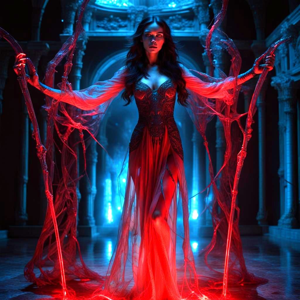 Bioluminescent Woman in Crystal Castle