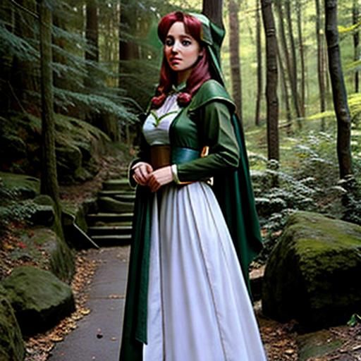 Maid Marian in Forest Green Attire
